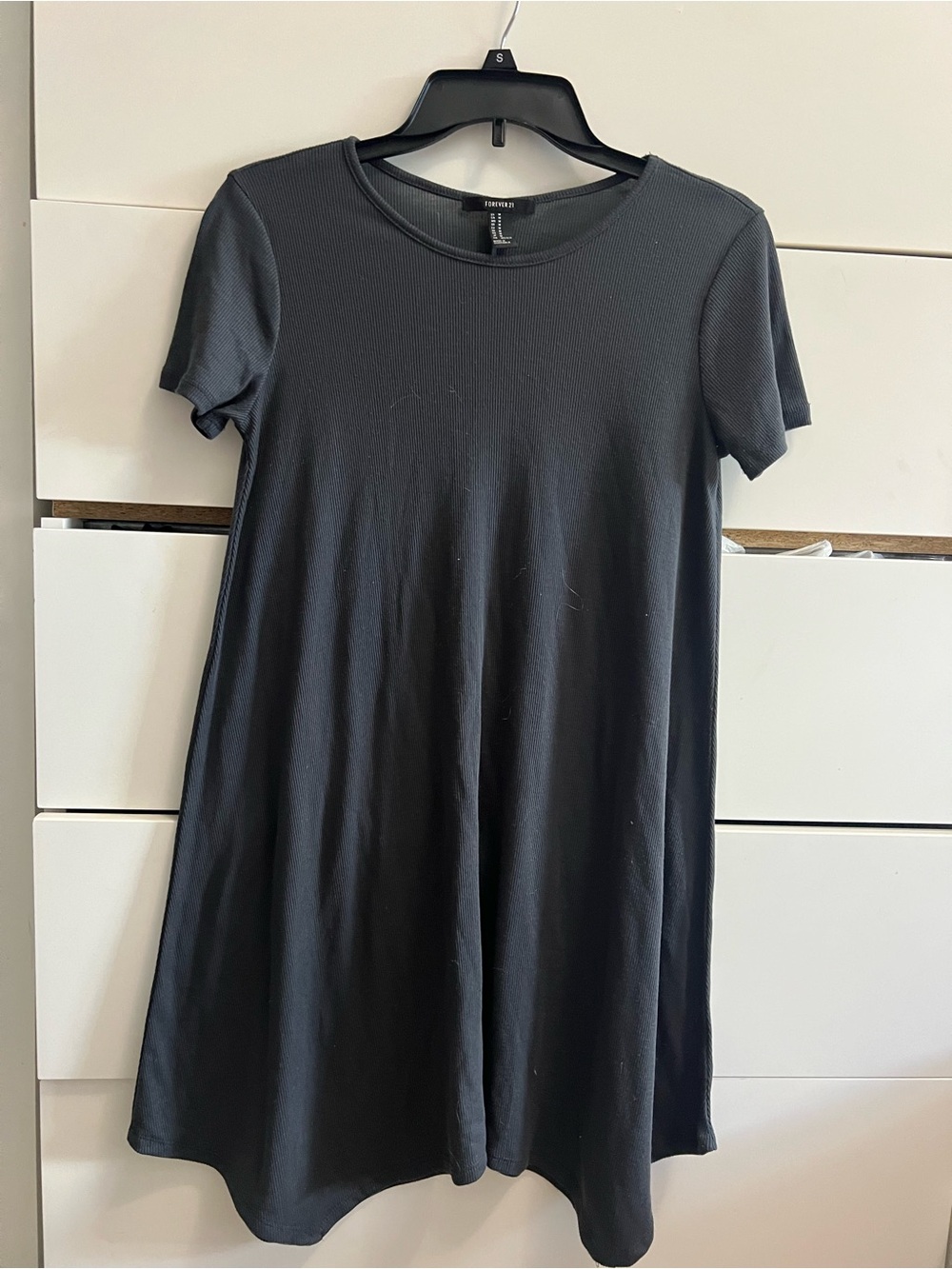 Women's Grey Short-Sleeve T-Shirt Dress